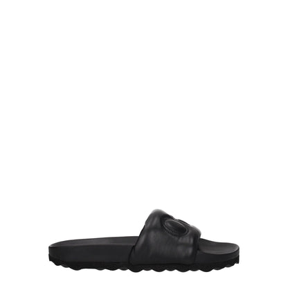 Black Leather Slippers-Off-White-LabelTerrace.com