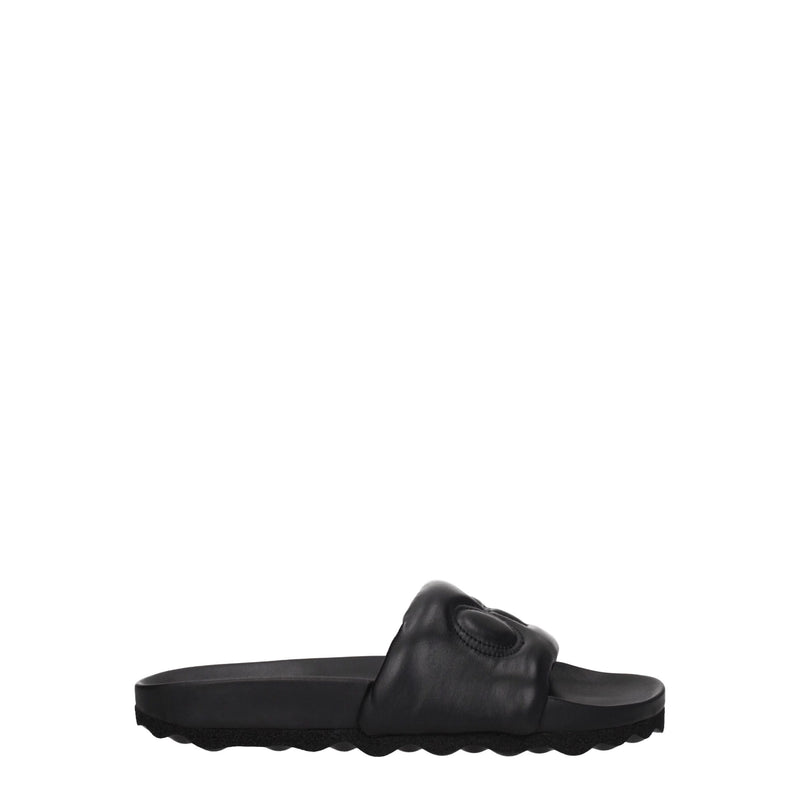 Black Leather Slippers-Off-White-LabelTerrace.com