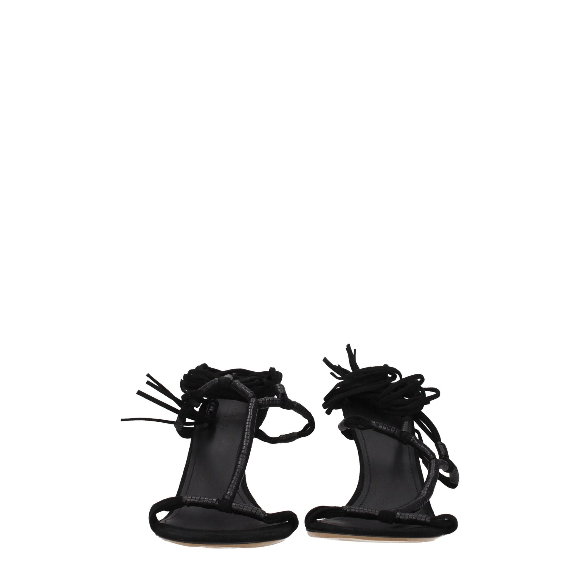 Black Leather Stiletto Heel Sandals-Isabel Marant-LabelTerrace.com