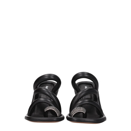 Black Leather Stiletto Heel Sandals-Ambush-LabelTerrace.com
