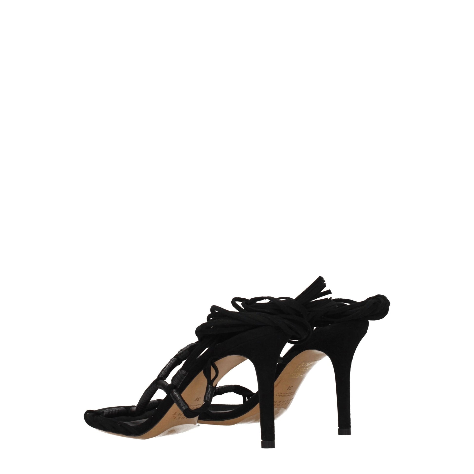 Black Leather Stiletto Heel Sandals-Isabel Marant-LabelTerrace.com