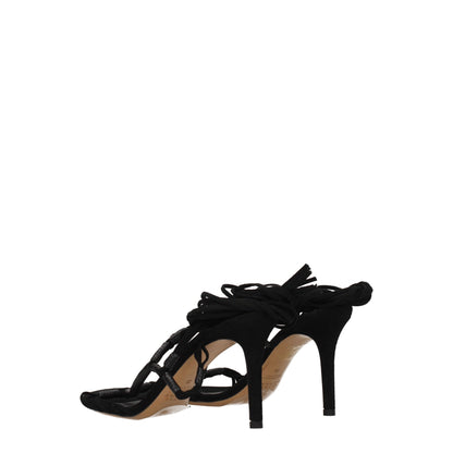 Black Leather Stiletto Heel Sandals-Isabel Marant-LabelTerrace.com