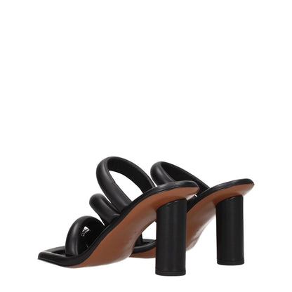 Black Leather Stiletto Heel Sandals-Ambush-LabelTerrace.com