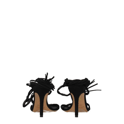 Black Leather Stiletto Heel Sandals-Isabel Marant-LabelTerrace.com