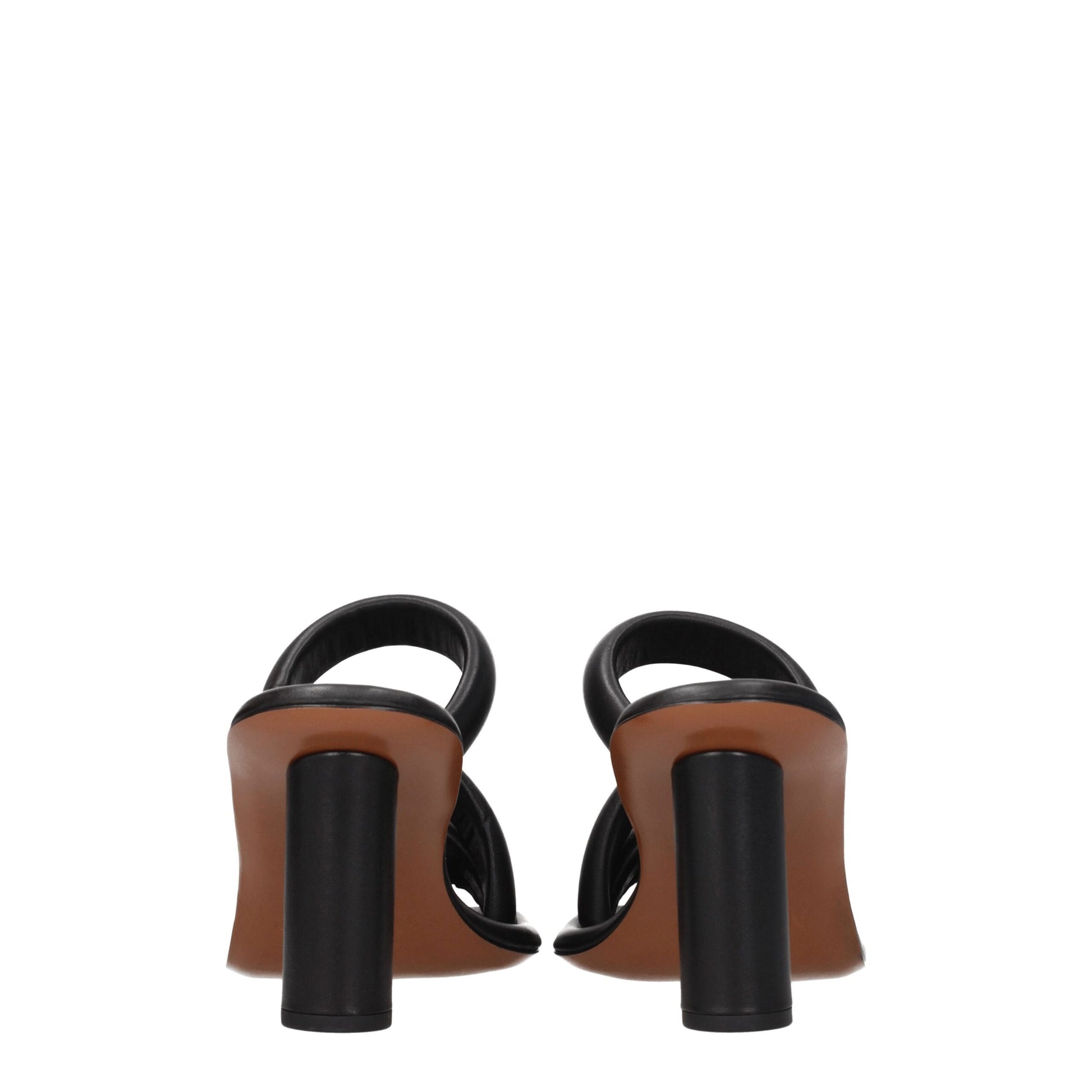 Black Leather Stiletto Heel Sandals-Ambush-LabelTerrace.com