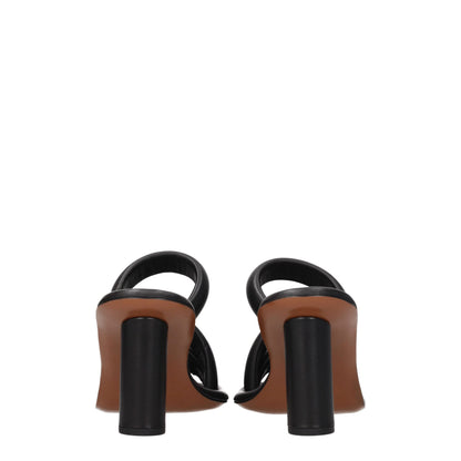 Black Leather Stiletto Heel Sandals-Ambush-LabelTerrace.com