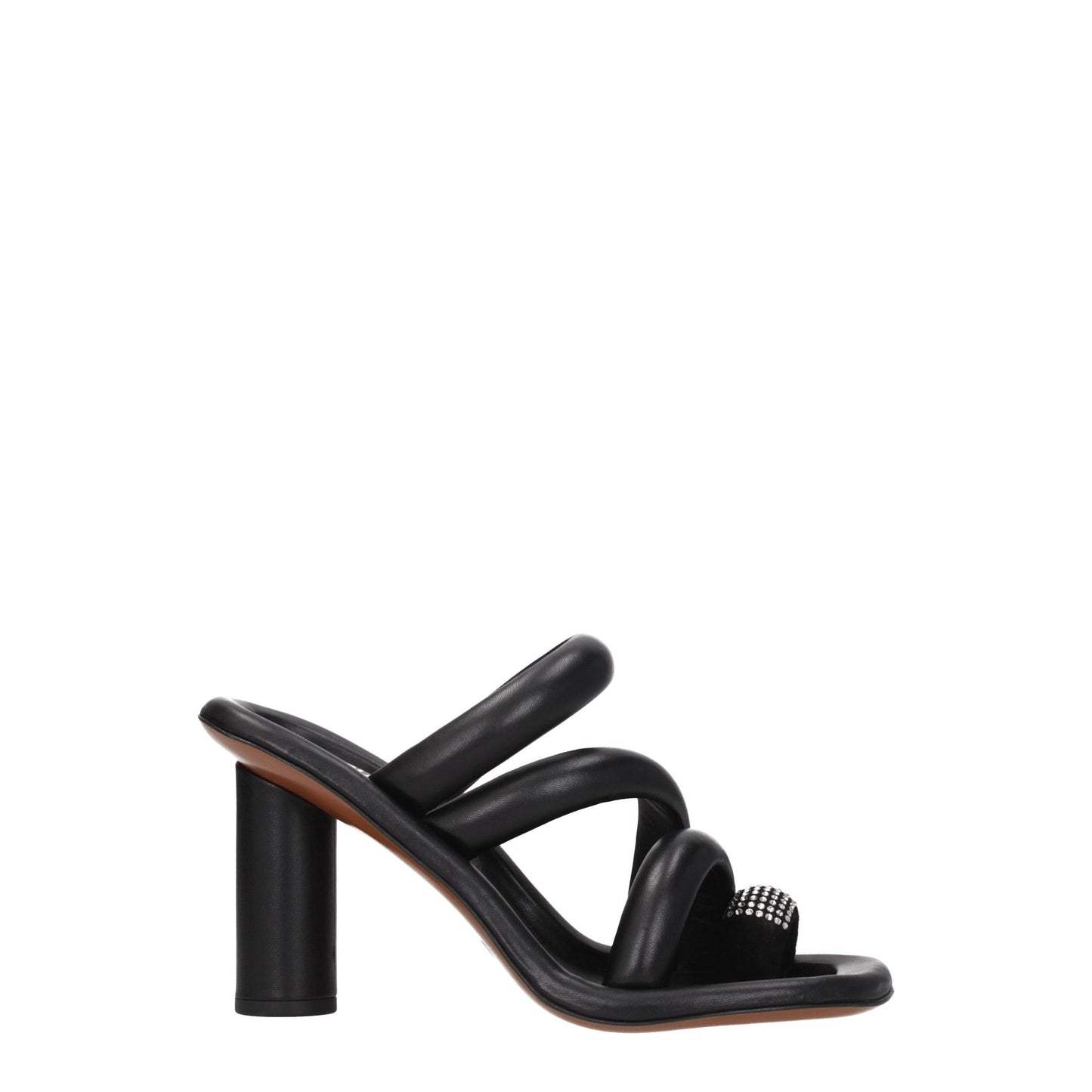 Black Leather Stiletto Heel Sandals-Ambush-LabelTerrace.com