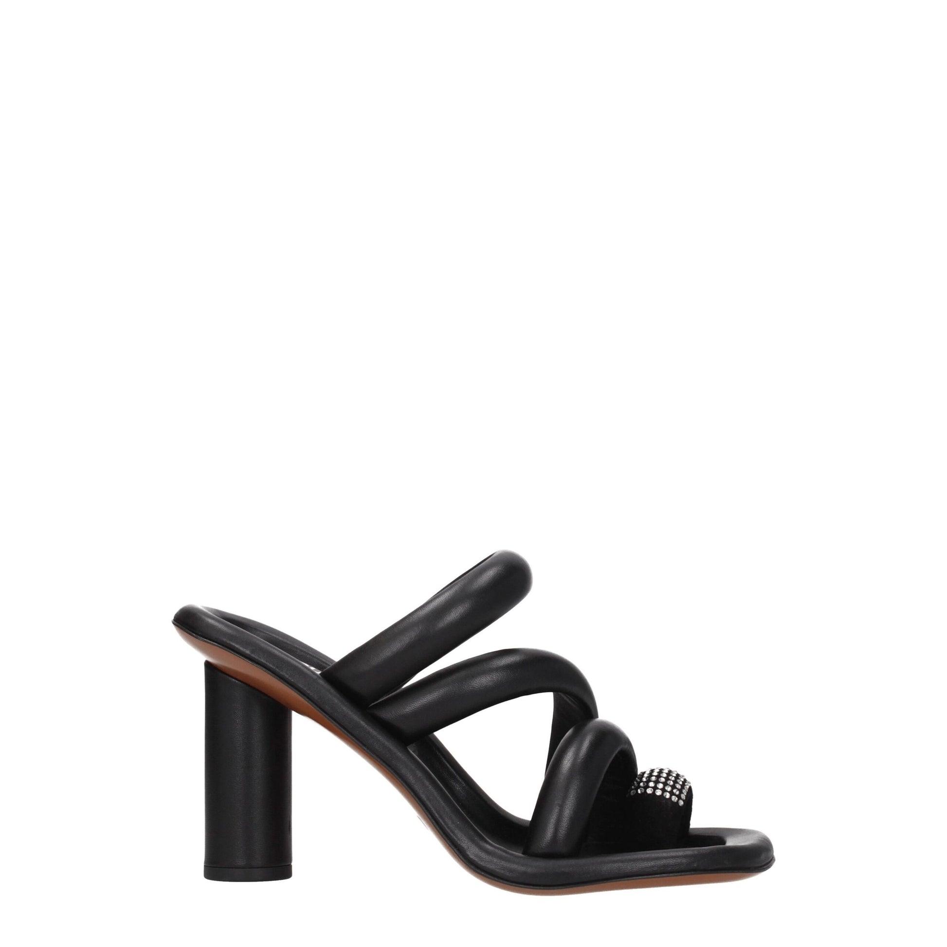 Black Leather Stiletto Heel Sandals-Ambush-LabelTerrace.com