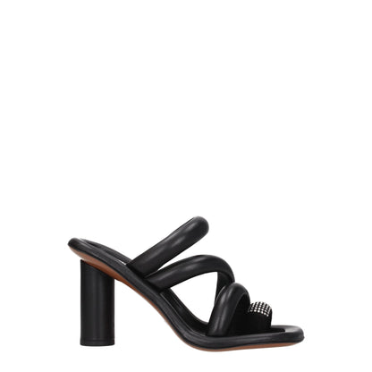 Black Leather Stiletto Heel Sandals-Ambush-LabelTerrace.com