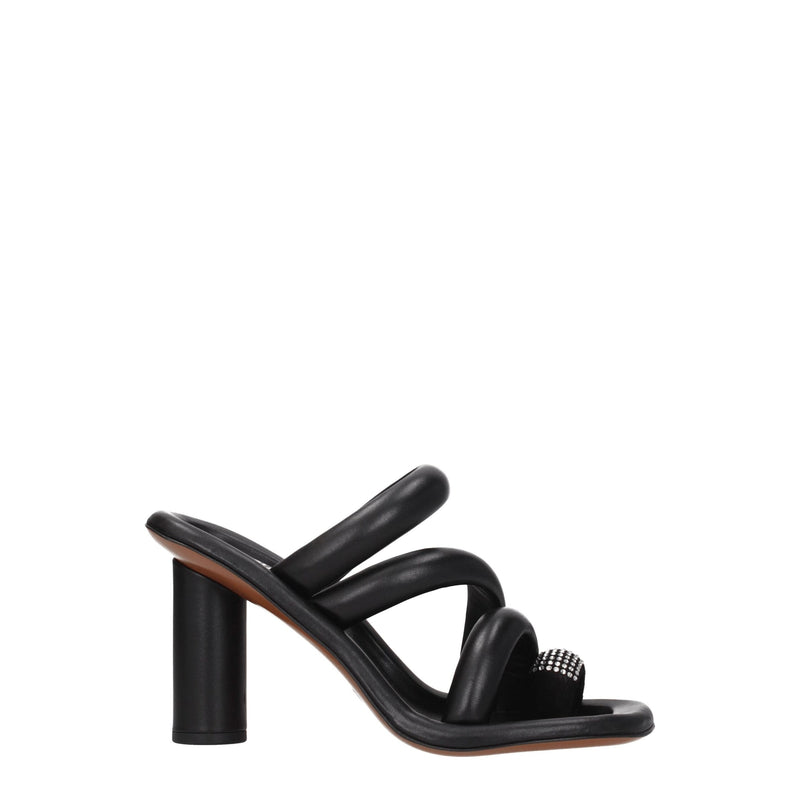 Black Leather Stiletto Heel Sandals-Ambush-LabelTerrace.com