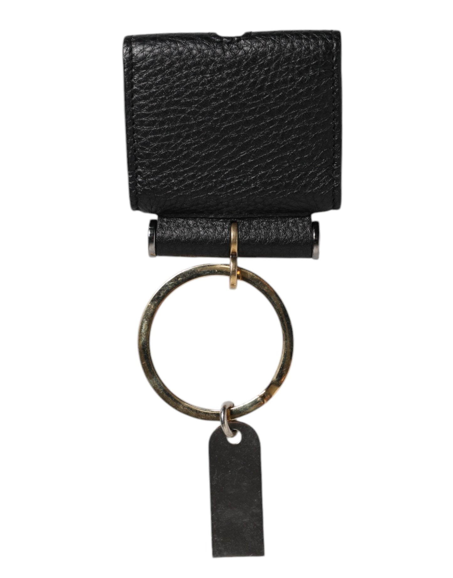 Black Leather Strap Gold Metal Logo Plaque Airpods Case-Dolce & Gabbana-LabelTerrace.com