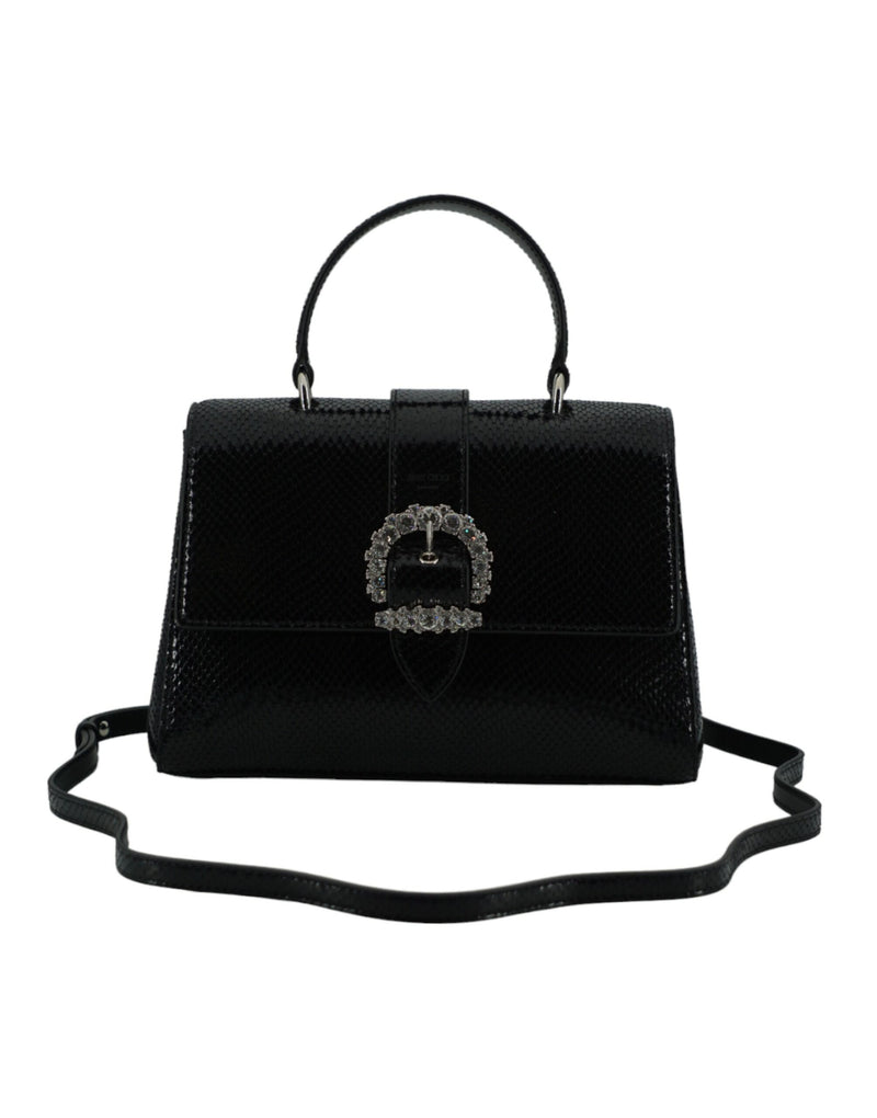 Black Leather Top Handle Shoulder Bag-Jimmy Choo-LabelTerrace.com