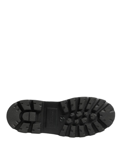 Black Leather Trek Sole Combat Boots Shoes