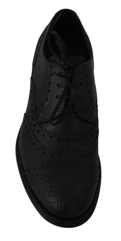 Black Leather Wingtip Oxford Dress Shoes