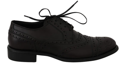 Black Leather Wingtip Oxford Dress Shoes