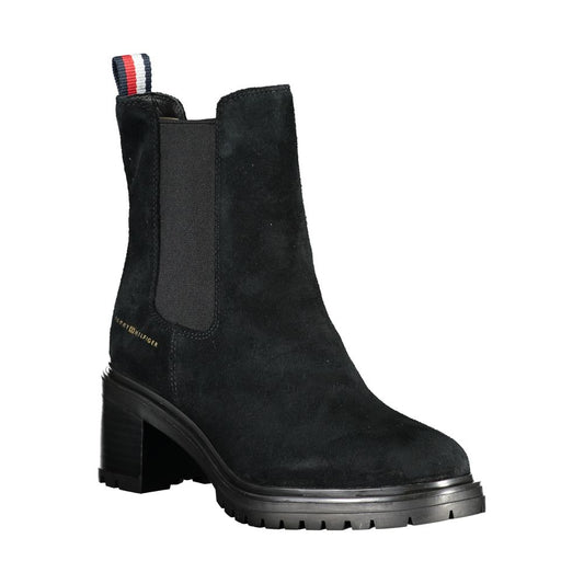 Black Leather Women Boot-Tommy Hilfiger-LabelTerrace.com