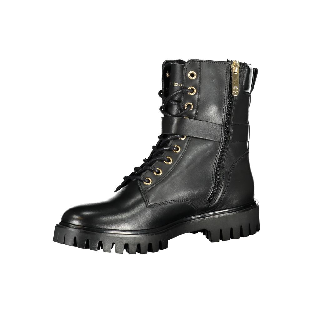 Black Leather Women Boot-Tommy Hilfiger-LabelTerrace.com