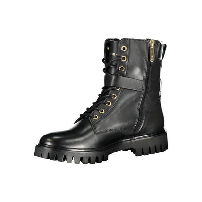 Black Leather Women Boot-Tommy Hilfiger-LabelTerrace.com