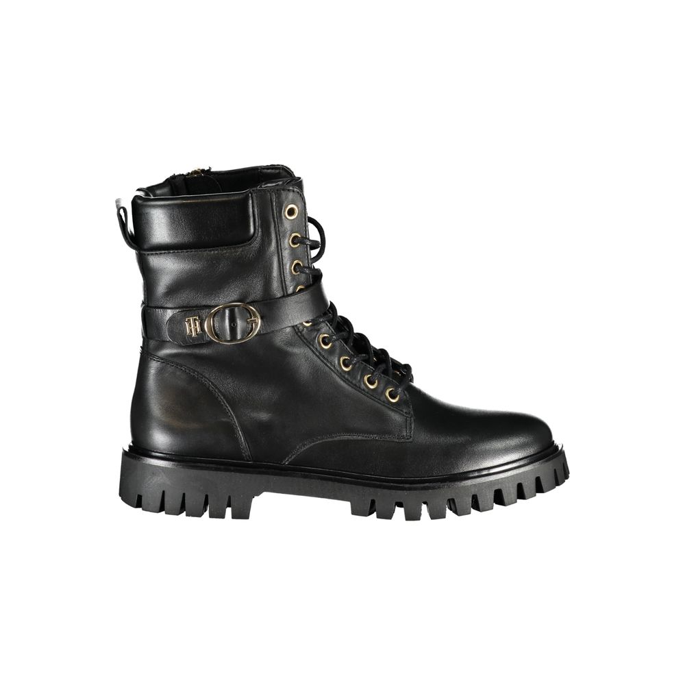 Black Leather Women Boot-Tommy Hilfiger-LabelTerrace.com