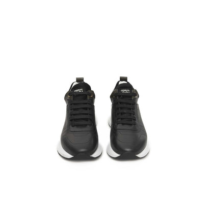 Black Leather Women Sneaker-Cerruti 1881-LabelTerrace.com