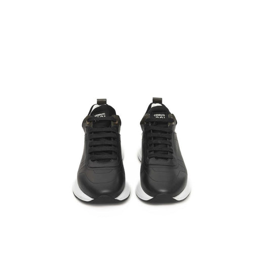 Black Leather Women Sneaker-Cerruti 1881-LabelTerrace.com