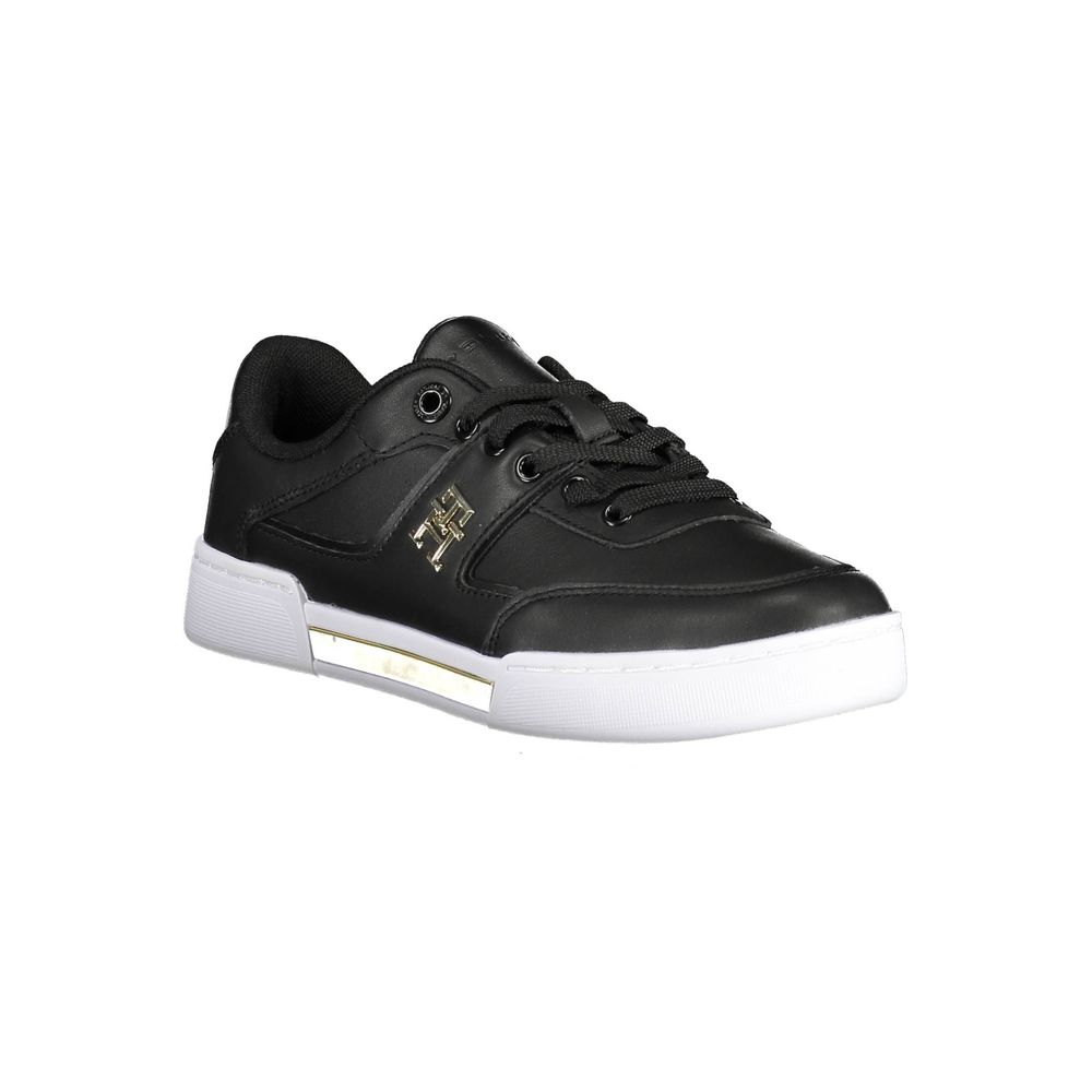 Black Leather Women Sneaker-Tommy Hilfiger-LabelTerrace.com