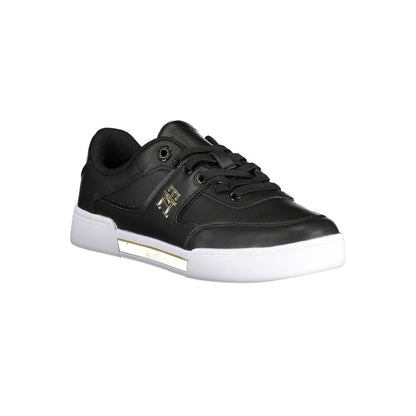 Black Leather Women Sneaker-Tommy Hilfiger-LabelTerrace.com