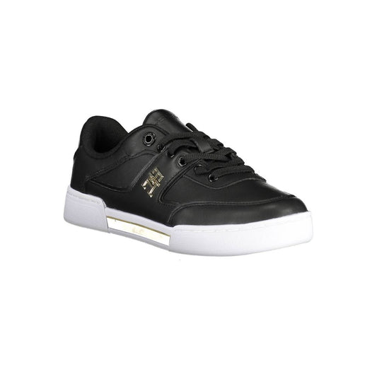 Black Leather Women Sneaker-Tommy Hilfiger-LabelTerrace.com