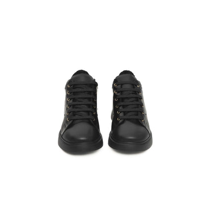 Black Leather Women Sneaker-Cerruti 1881-LabelTerrace.com