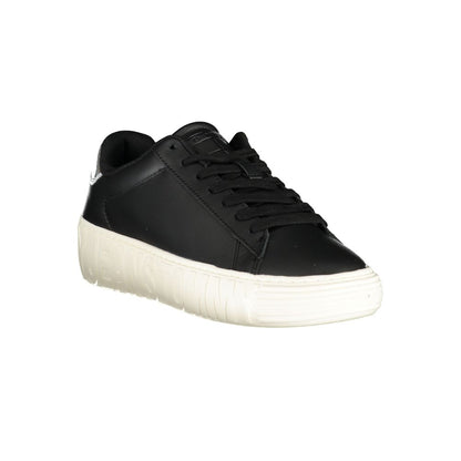 Black Leather Women Sneaker-Tommy Hilfiger-LabelTerrace.com