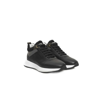 Black Leather Women Sneaker-Cerruti 1881-LabelTerrace.com