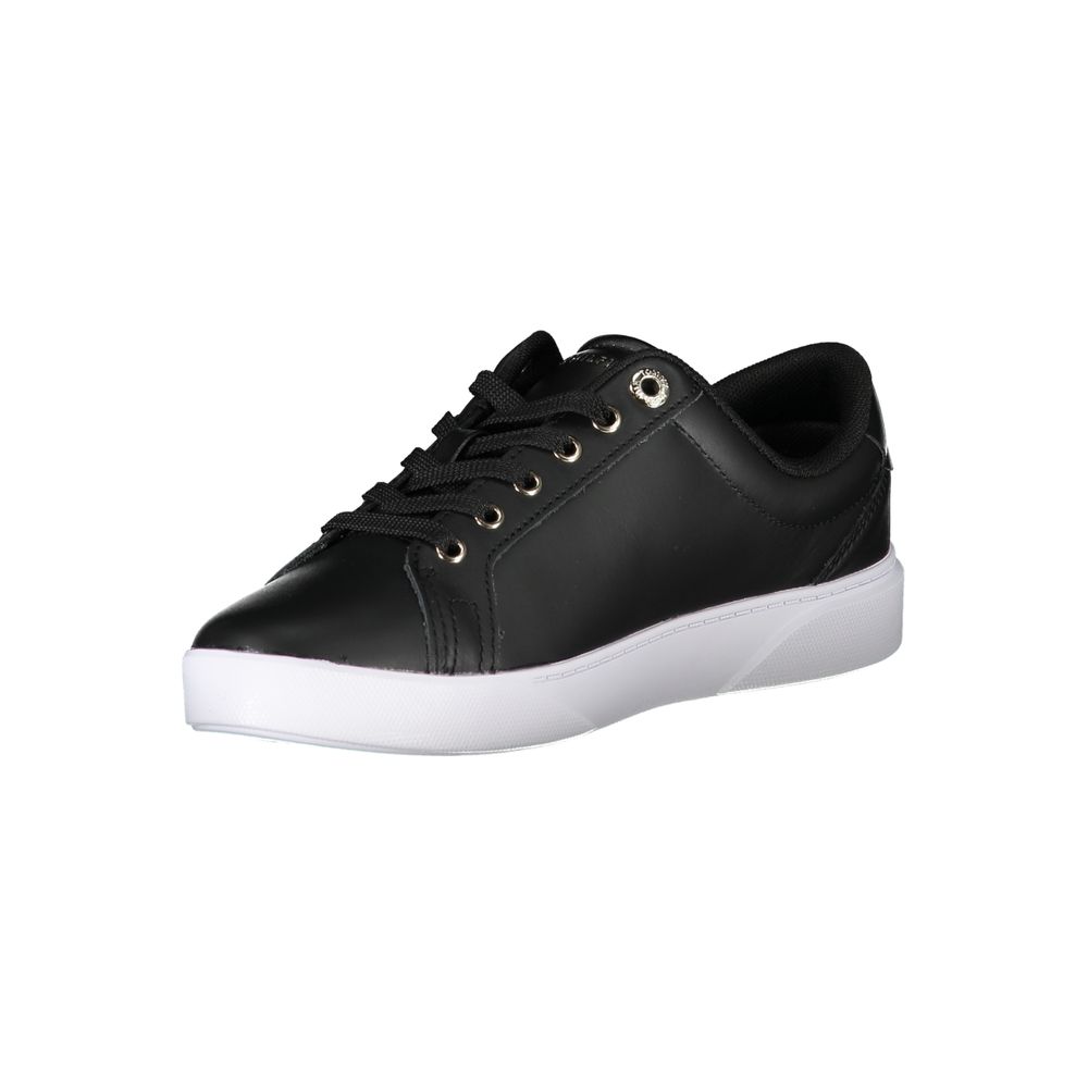Black Leather Women Sneaker-Tommy Hilfiger-LabelTerrace.com