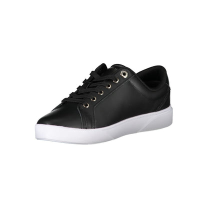 Black Leather Women Sneaker-Tommy Hilfiger-LabelTerrace.com