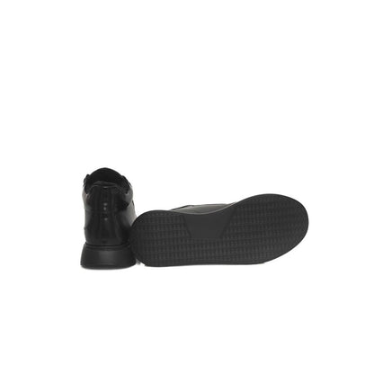 Black Leather Women Sneaker-Cerruti 1881-LabelTerrace.com