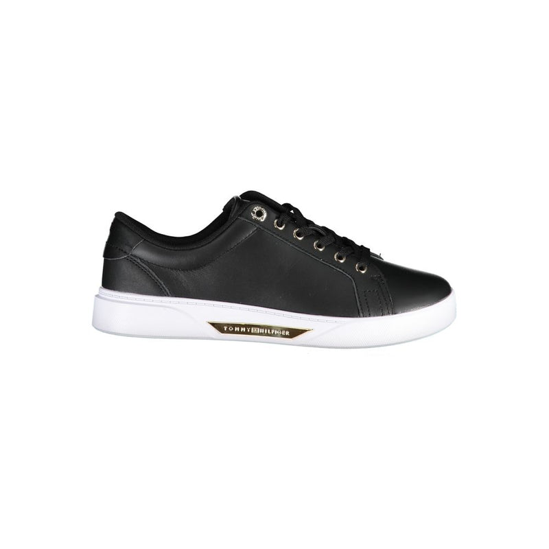 Black Leather Women Sneaker-Tommy Hilfiger-LabelTerrace.com