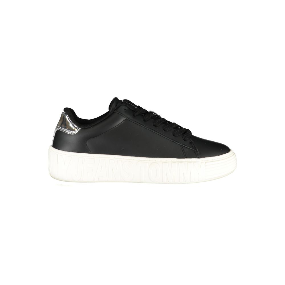 Black Leather Women Sneaker-Tommy Hilfiger-LabelTerrace.com