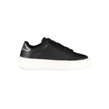 Black Leather Women Sneaker-Tommy Hilfiger-LabelTerrace.com