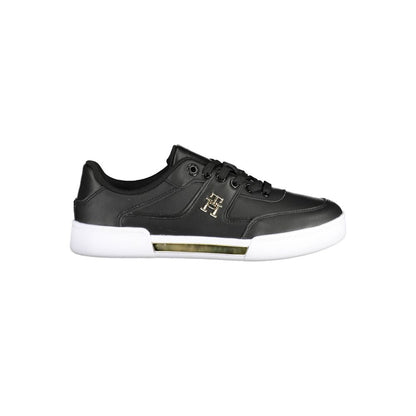 Black Leather Women Sneaker-Tommy Hilfiger-LabelTerrace.com