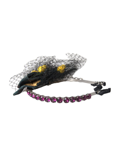 Black Lemons Sicily Purple Crystal Net Headband Diadem-Dolce & Gabbana-LabelTerrace.com
