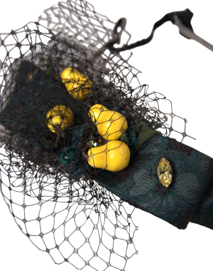 Black Lemons Sicily Purple Crystal Net Headband Diadem-Dolce & Gabbana-LabelTerrace.com