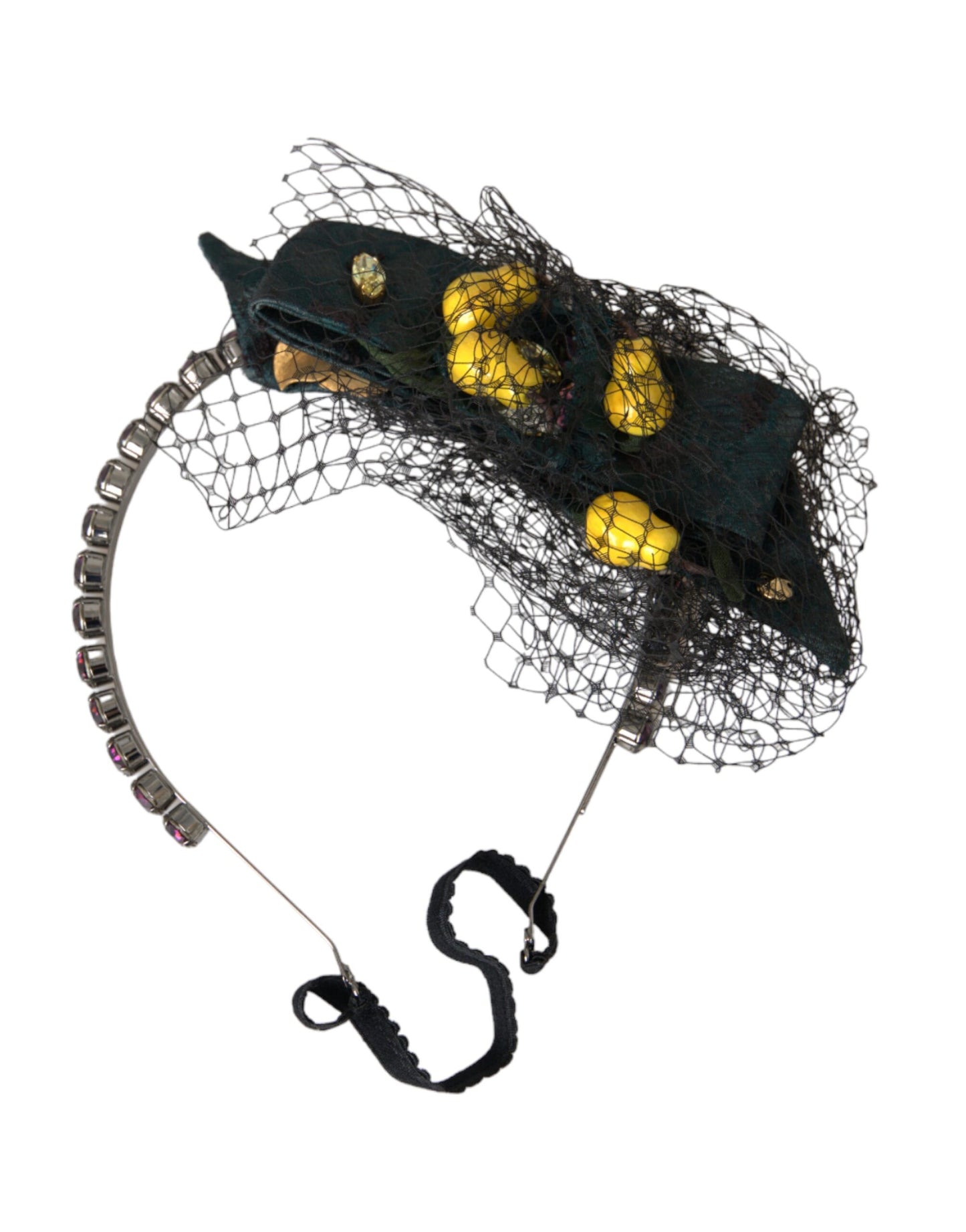 Black Lemons Sicily Purple Crystal Net Headband Diadem-Dolce & Gabbana-LabelTerrace.com