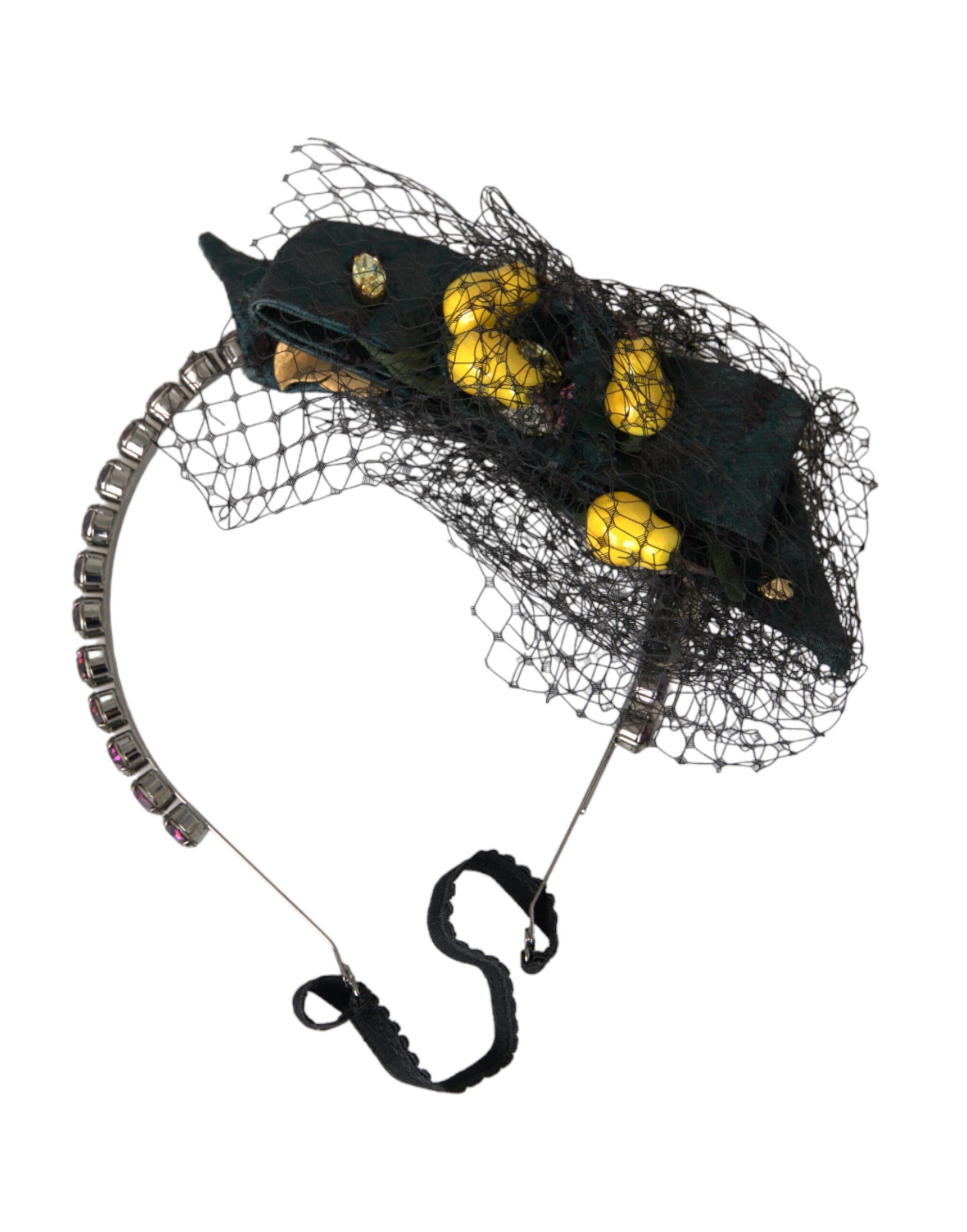Black Lemons Sicily Purple Crystal Net Headband Diadem-Dolce & Gabbana-LabelTerrace.com