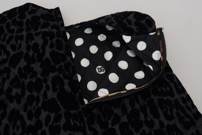 Black Leopard Shift Mini Polyester Dress