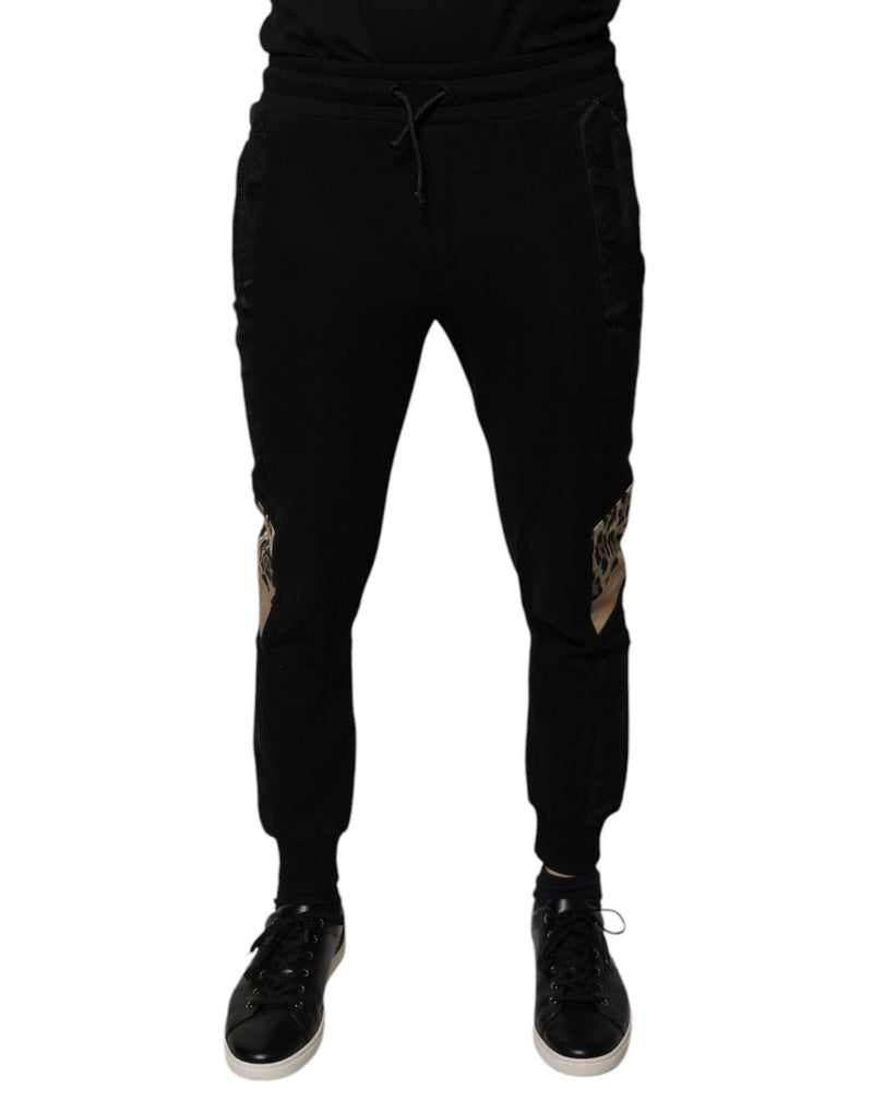Black Leopard Slim Fit Jogger Pants-Dolce & Gabbana-LabelTerrace.com
