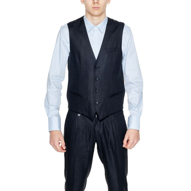 Black Linen Waistcoat-Antony Morato-LabelTerrace.com