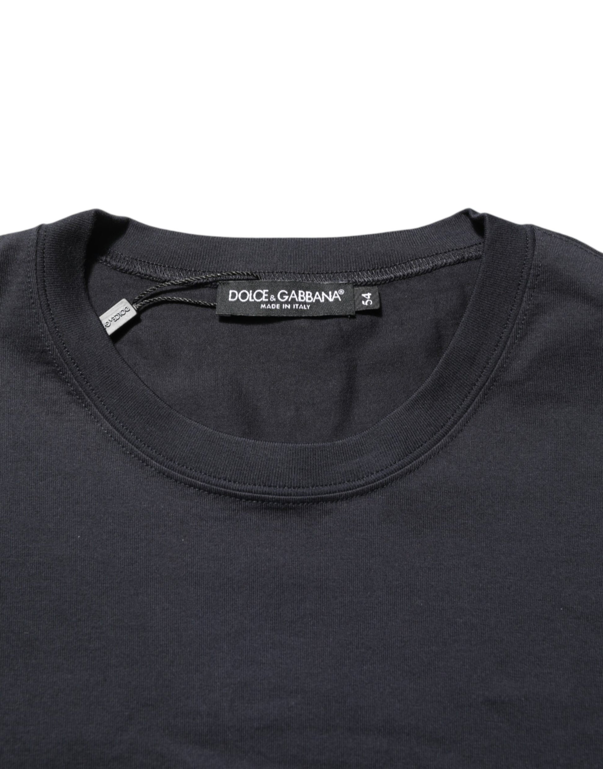 Black Logo Compass Cotton Crew Neck T-shirt