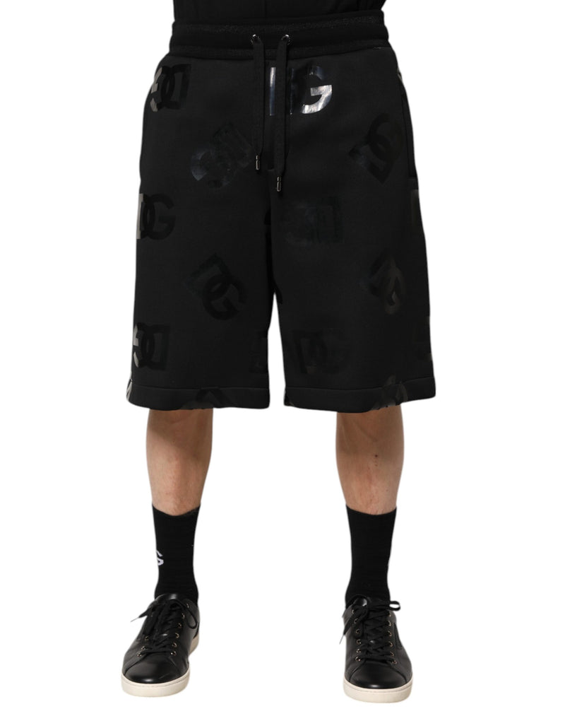 Black Logo Cotton Bermuda Sweatshorts Shorts-Dolce & Gabbana-LabelTerrace.com