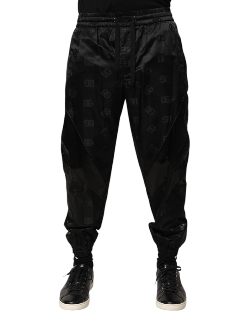 Black Logo DG Print Men Jogger Sweatpants Pants-Dolce & Gabbana-LabelTerrace.com