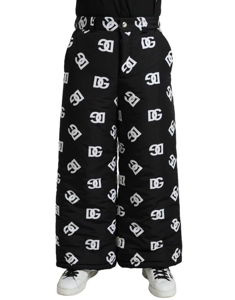 Black Logo DG Print Wide Leg Pants-Dolce & Gabbana-LabelTerrace.com