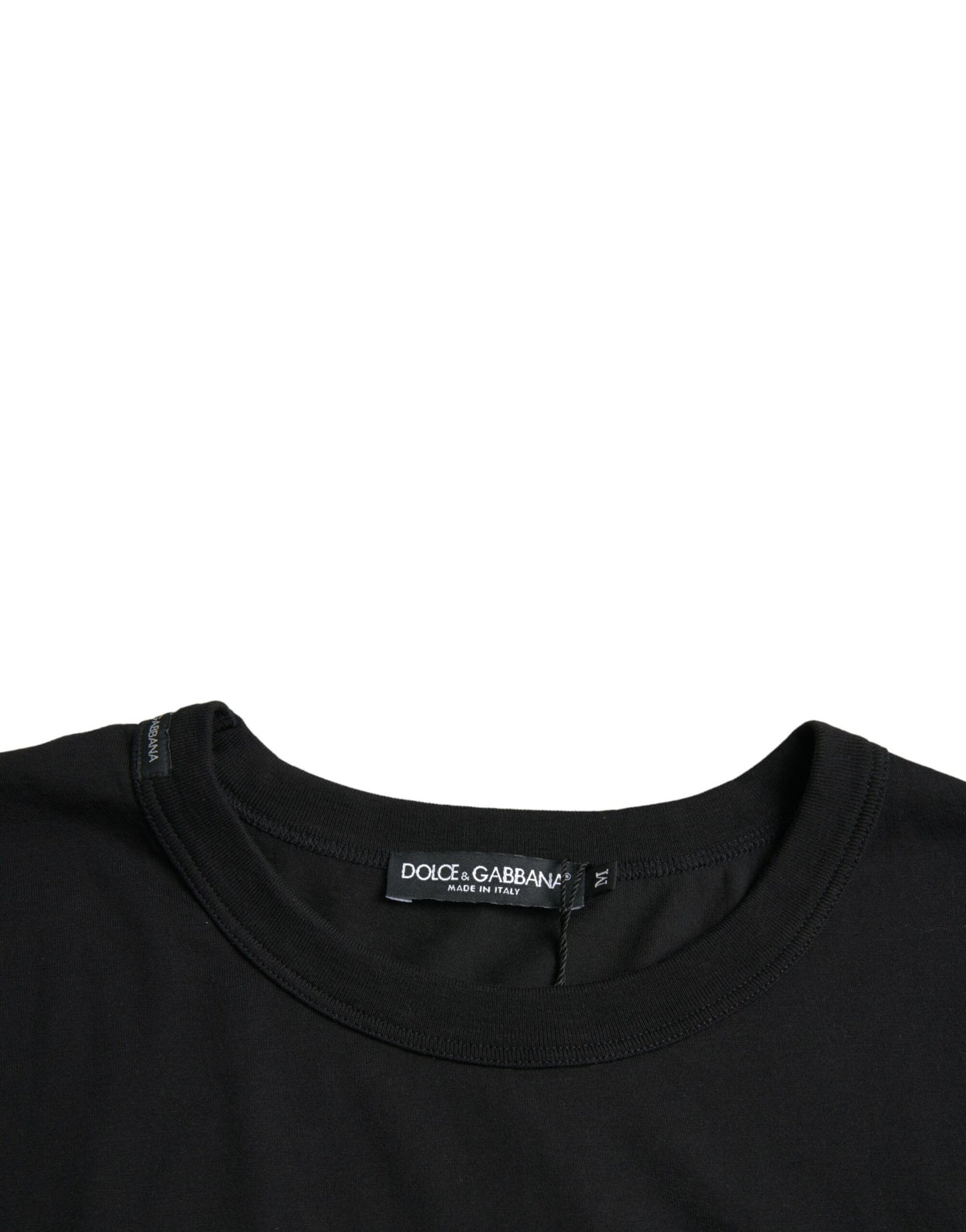 Black Logo Embossed Crew Neck Short Sleeves T-shirt-Dolce & Gabbana-LabelTerrace.com